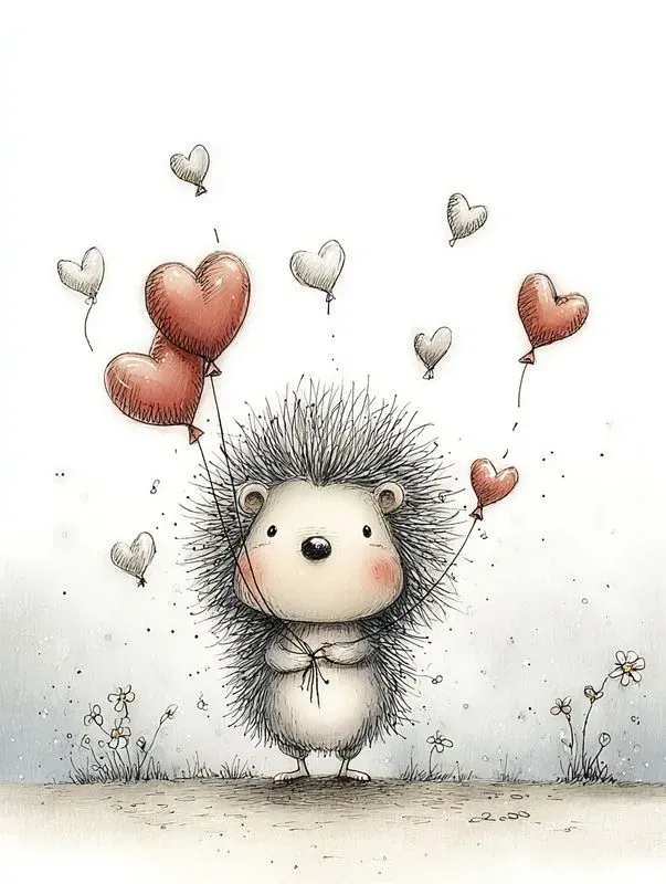 Simple Doodle Valentine Animals Clipart