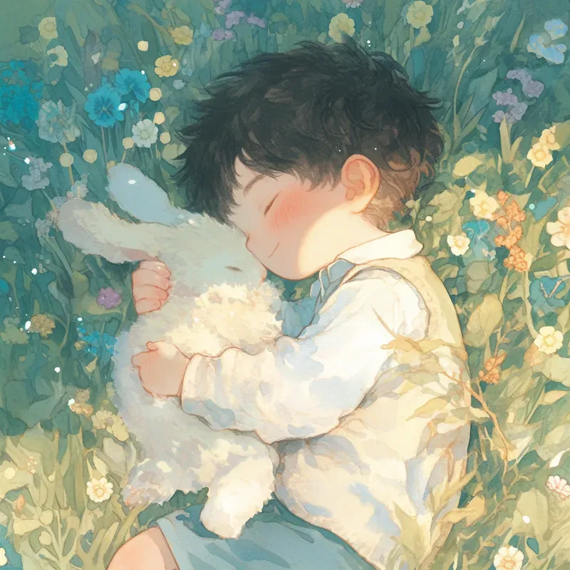 Watercolor Kids Pets Floral Beds