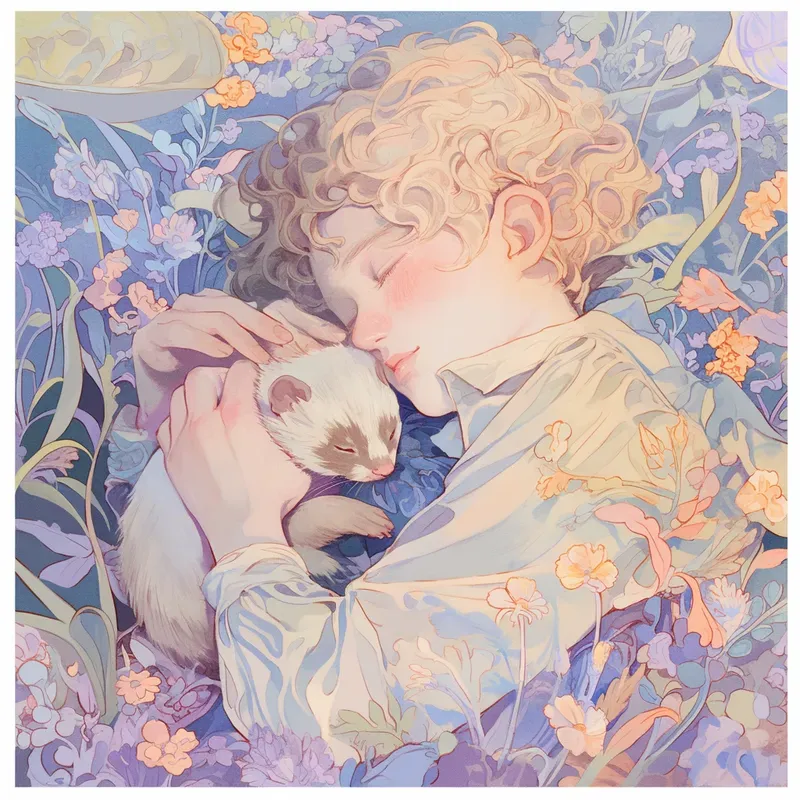 Watercolor Kids Pets Floral Beds