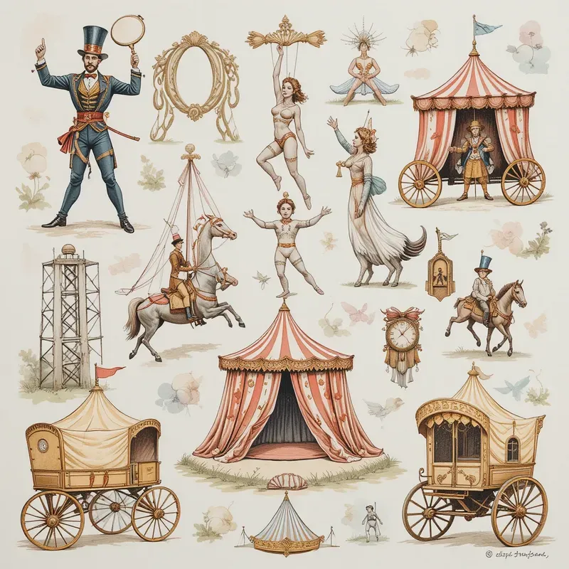 Whimsical Circus Watercolor Clipart Sets Midjourney Prompt | PromptBase