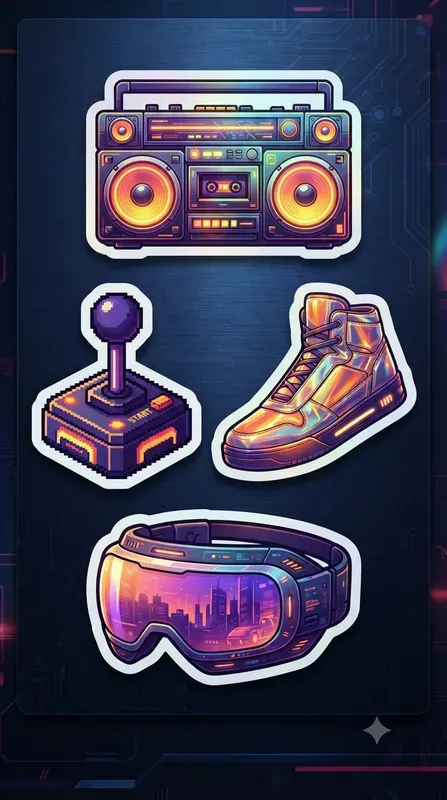 Retrofuturistic Sticker Design Sheets