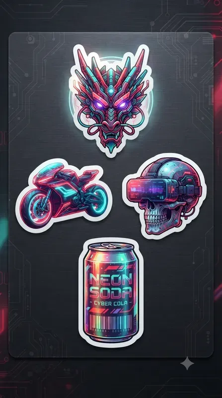 Retrofuturistic Sticker Design Sheets