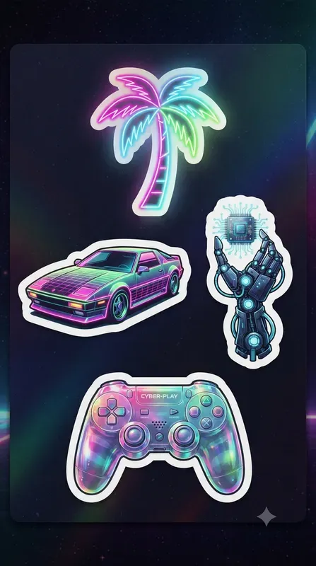 Retrofuturistic Sticker Design Sheets