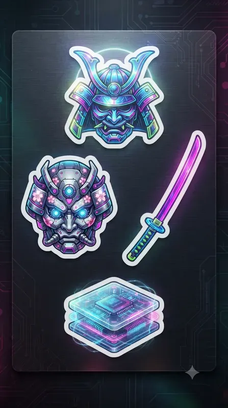 Retrofuturistic Sticker Design Sheets