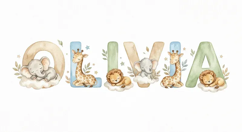 Custom Baby Name Watercolor Safaris