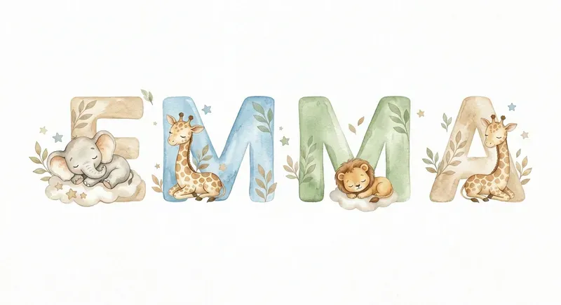 Custom Baby Name Watercolor Safaris
