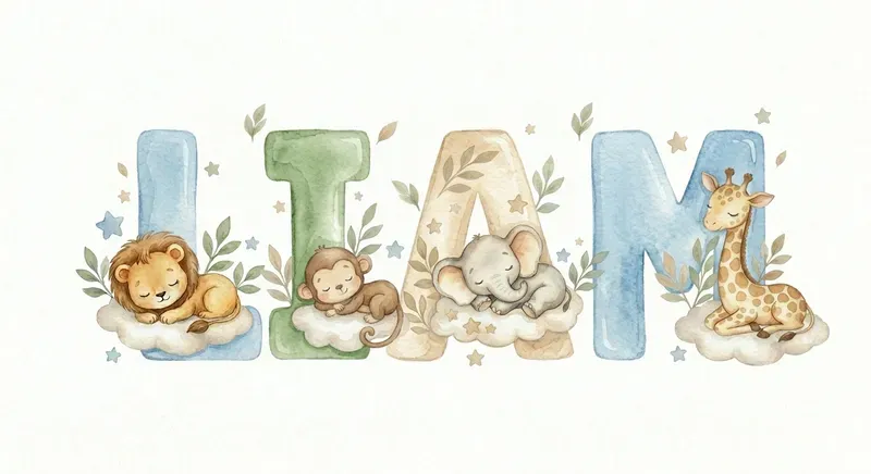 Custom Baby Name Watercolor Safaris