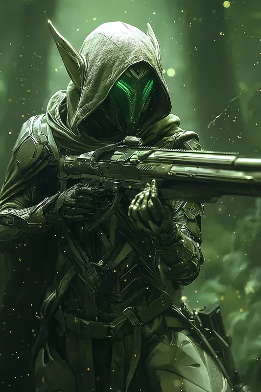 Neon Elf Ranger Scifi Fantasy Art