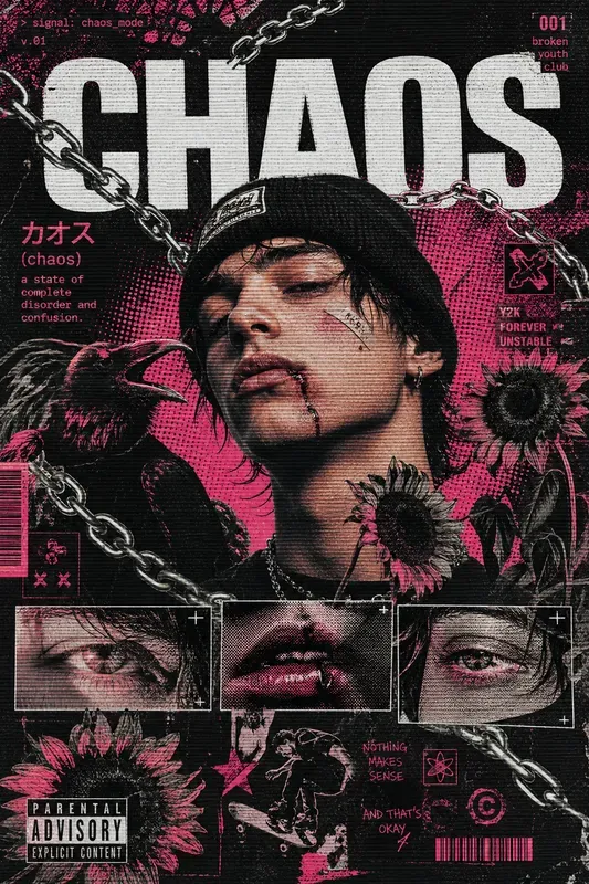 Y2k Grunge Scanline Collages