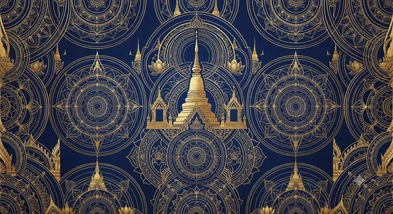Thai Temple Sri Yantra Seamless Patterns