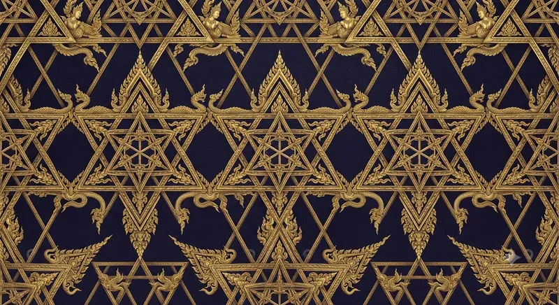 Thai Temple Sri Yantra Seamless Patterns