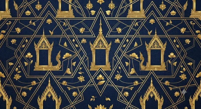 Thai Temple Sri Yantra Seamless Patterns