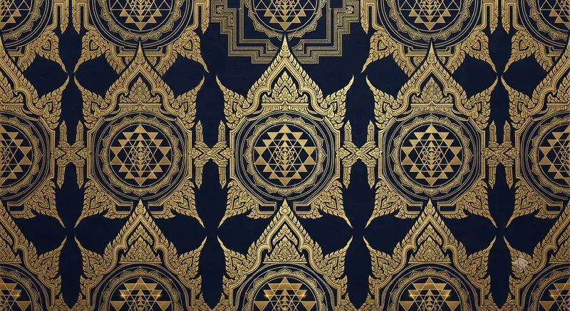Thai Temple Sri Yantra Seamless Patterns