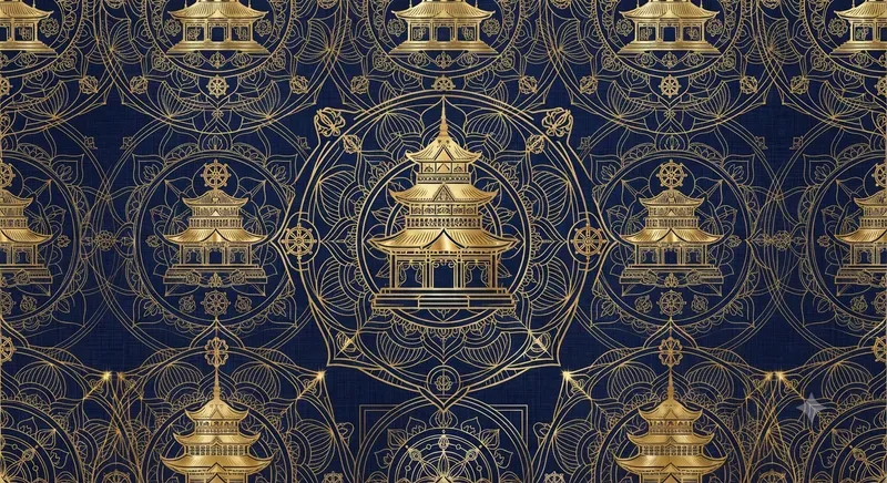 Thai Temple Sri Yantra Seamless Patterns