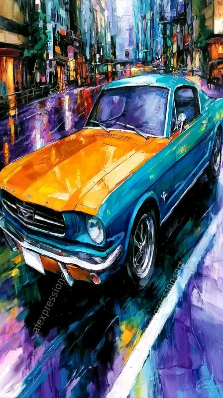 Vibrant Pop Expressionist Vintage Art