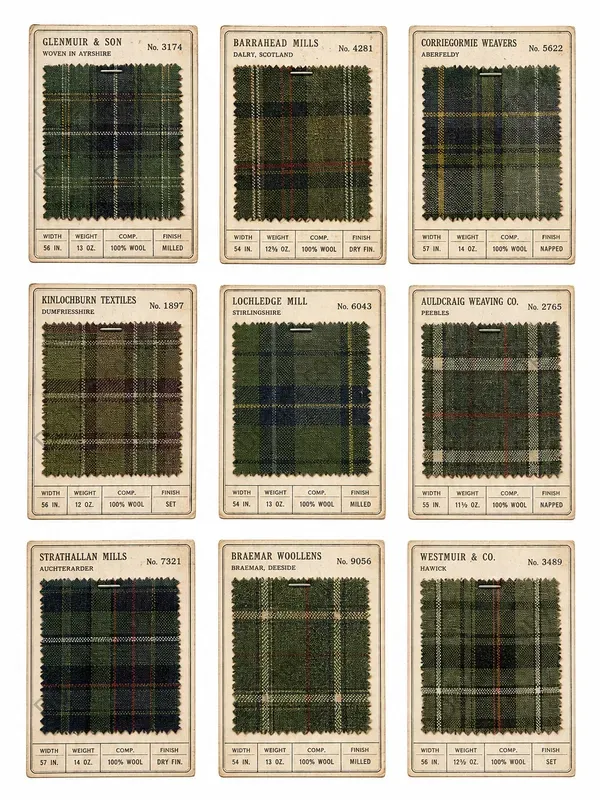 Vintage Fabric Swatch Card Sheets