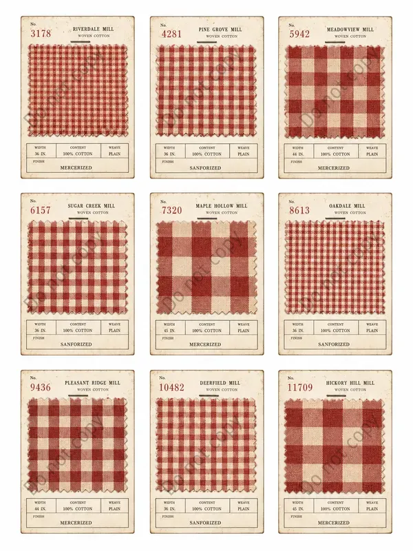 Vintage Fabric Swatch Card Sheets