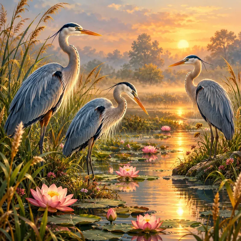 Golden Marsh Bird Serenities