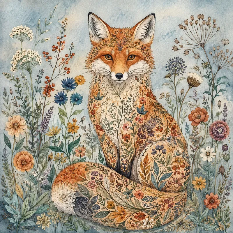 Botanical Folk Art Creatures