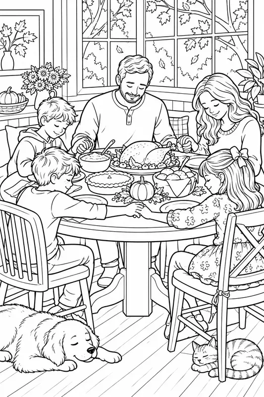 Thanksgiving Family Prayer Colorings