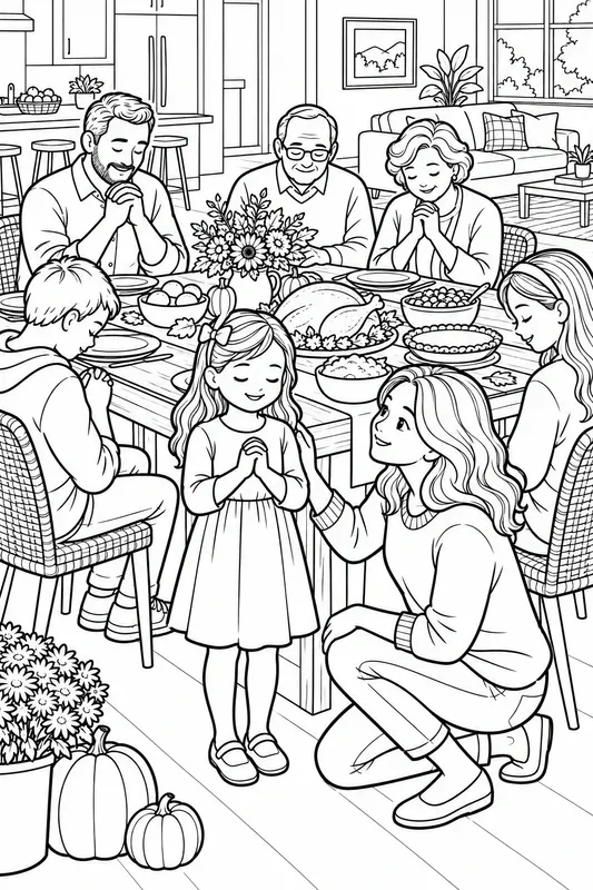 Thanksgiving Family Prayer Colorings