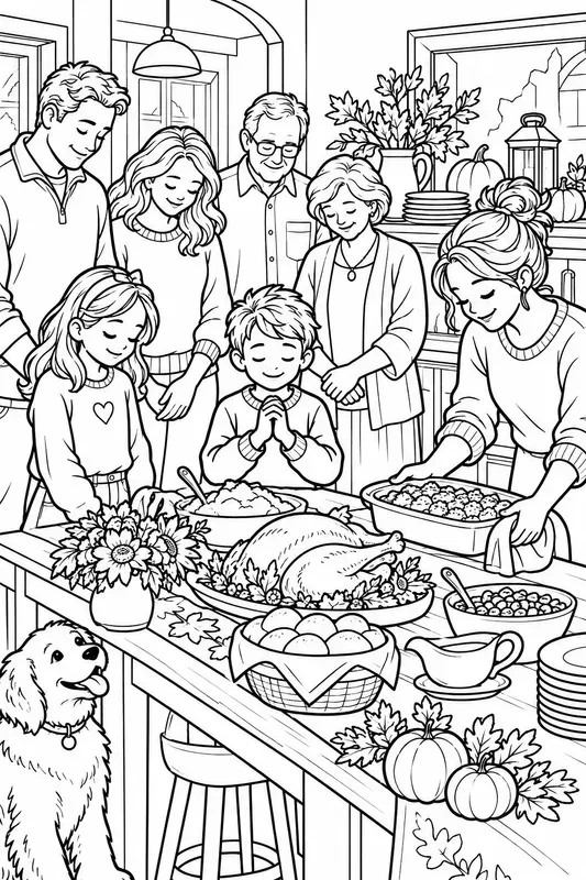 Thanksgiving Family Prayer Colorings
