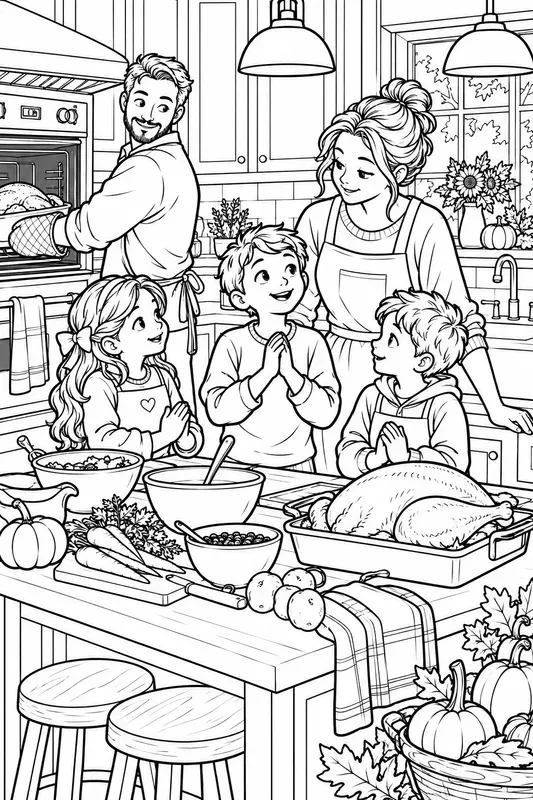 Thanksgiving Family Prayer Colorings