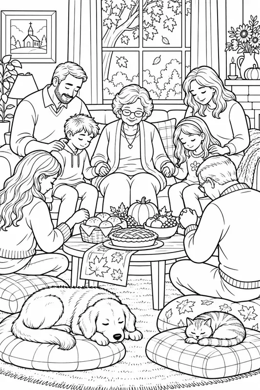 Thanksgiving Family Prayer Colorings