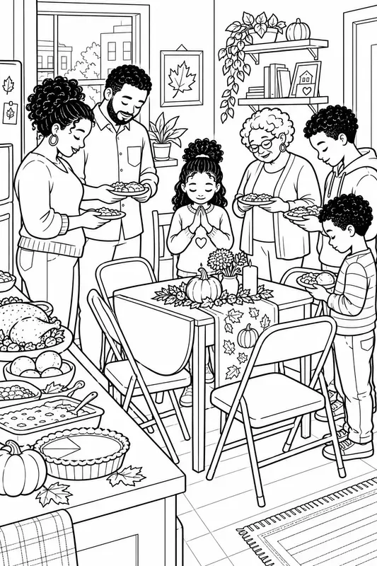 Thanksgiving Family Prayer Colorings