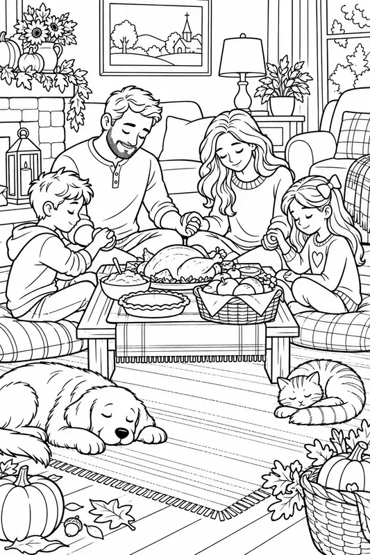 Thanksgiving Family Prayer Colorings