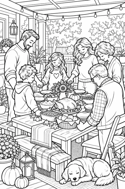 Thanksgiving Family Prayer Colorings