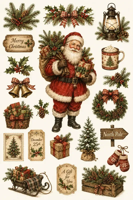 Vintage Winter Christmas Ephemera