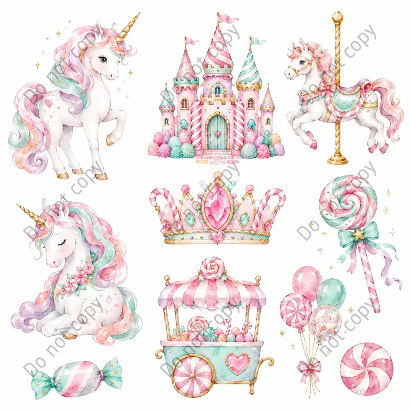 Watercolor Unicorn Clipart Sets