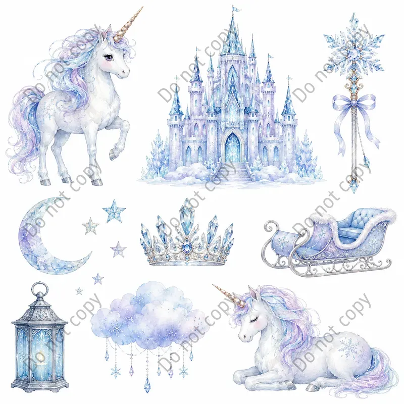 Watercolor Unicorn Clipart Sets