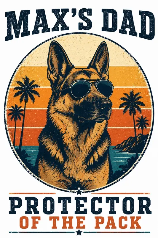 Retro Dog Dad Tshirt Design Engines
