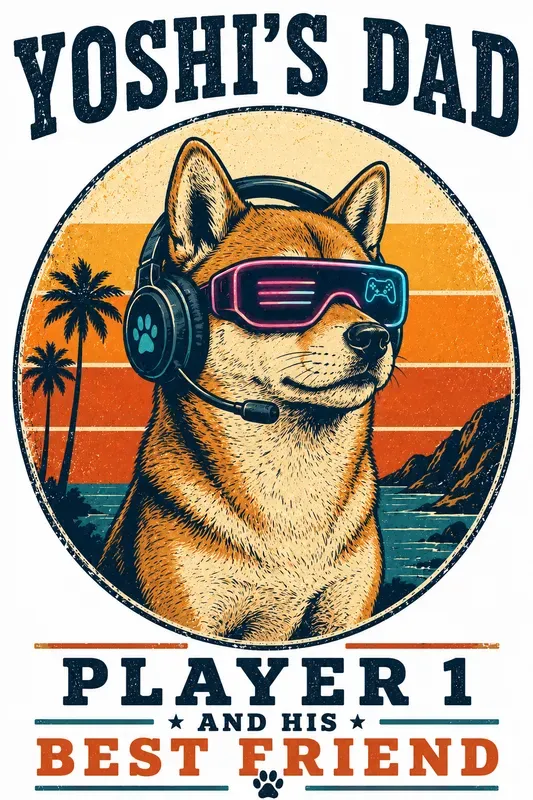 Retro Dog Dad Tshirt Design Engines