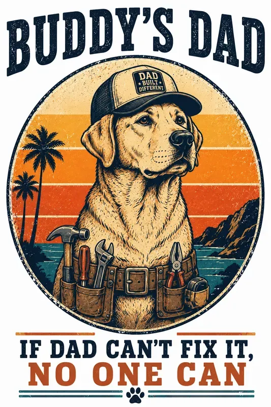 Retro Dog Dad Tshirt Design Engines