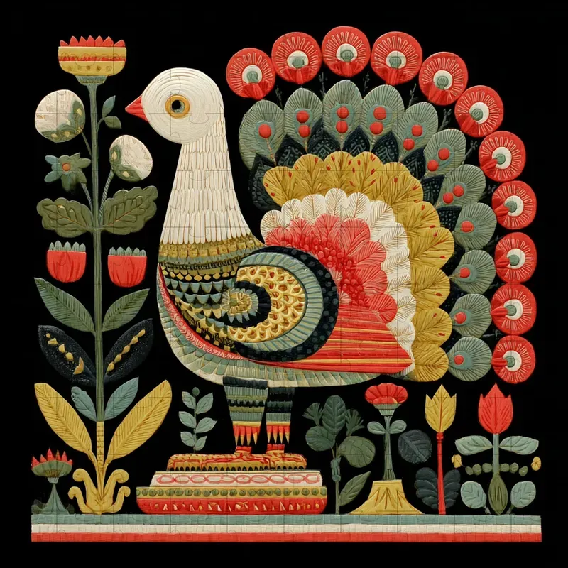 Gouache Folk Art Botanical Patterns