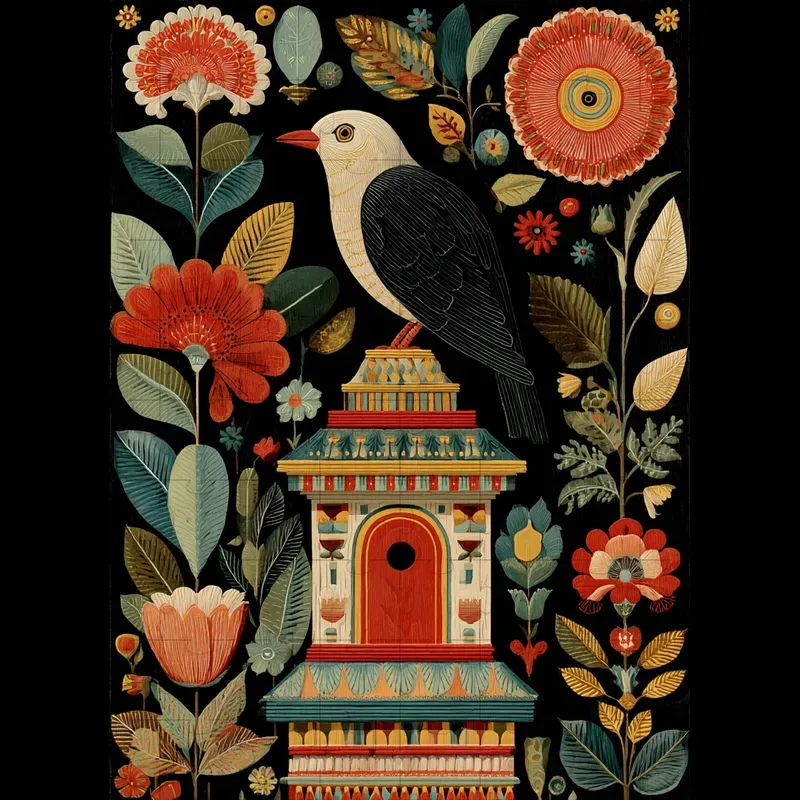 Gouache Folk Art Botanical Patterns