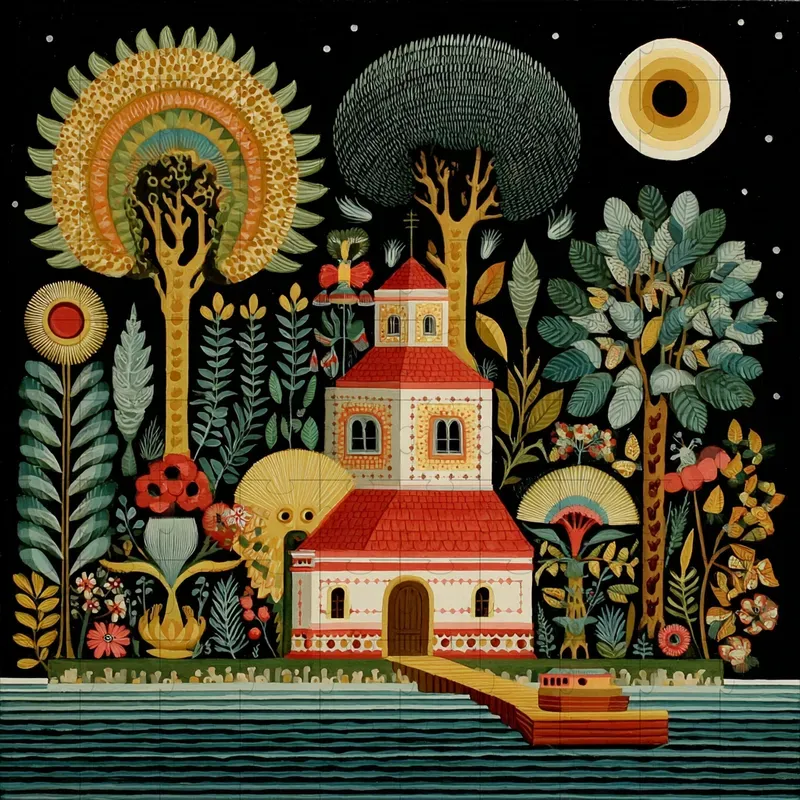 Gouache Folk Art Botanical Patterns