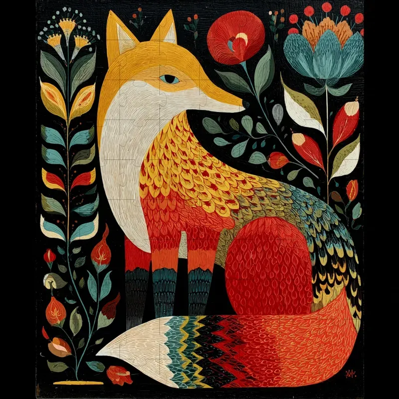Gouache Folk Art Botanical Patterns
