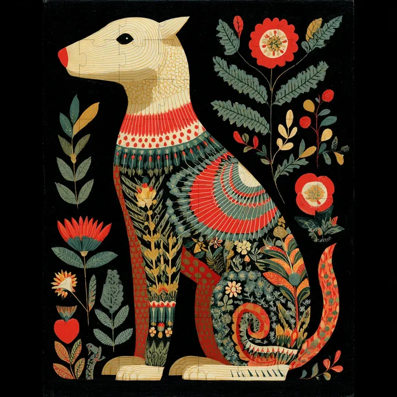 Gouache Folk Art Botanical Patterns