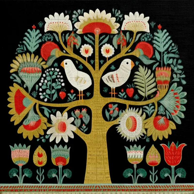 Gouache Folk Art Botanical Patterns