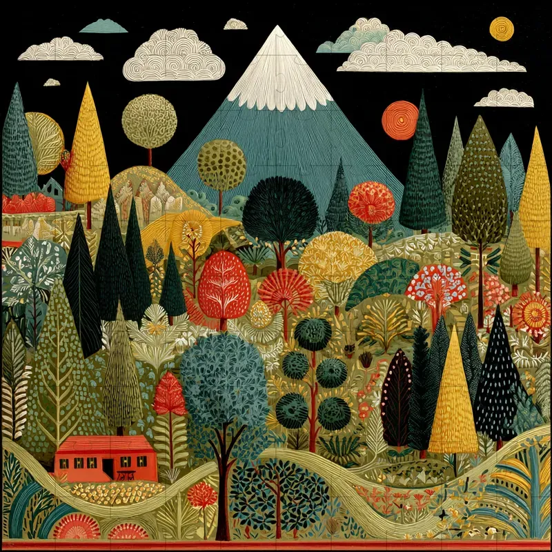 Gouache Folk Art Botanical Patterns