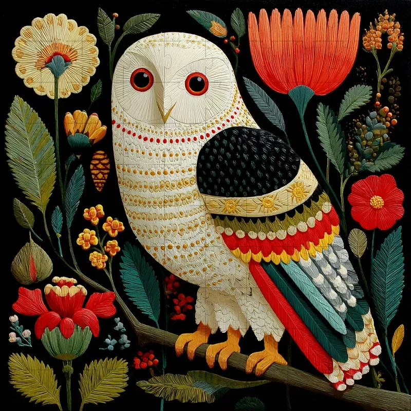 Gouache Folk Art Botanical Patterns