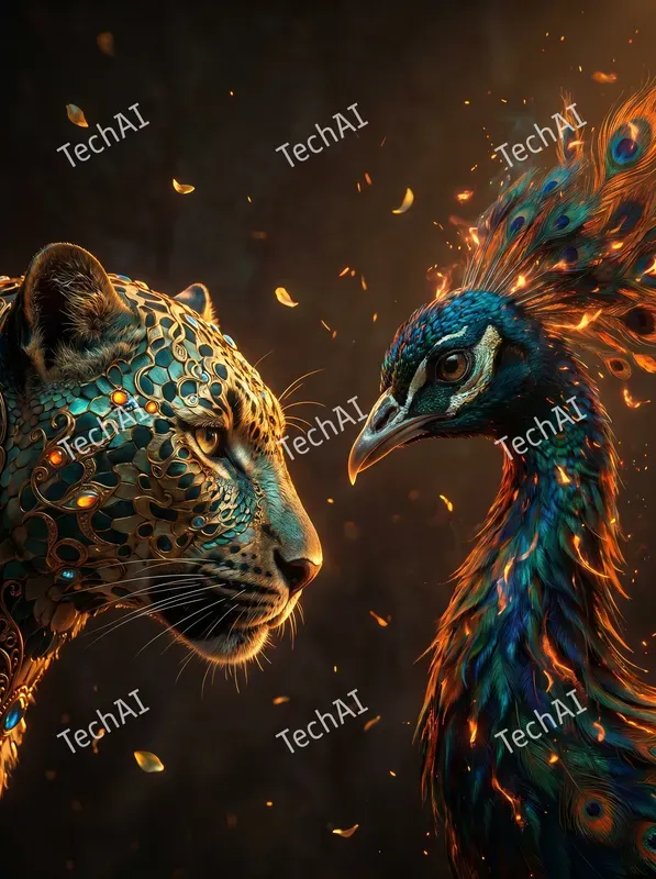 Ornate Gold And Teal Mythic Style