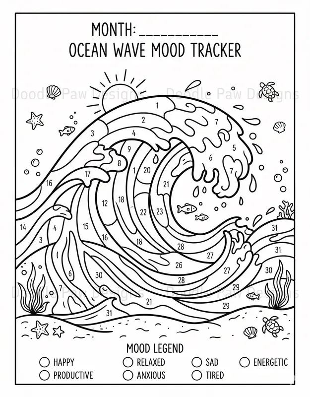 Monthly Mood Tracker Coloring Pages