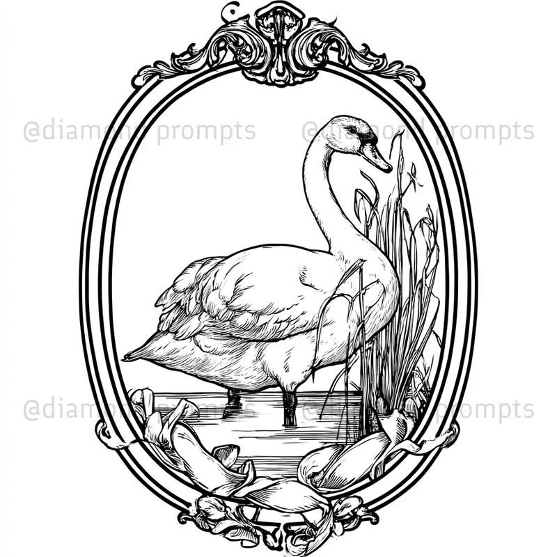 Elegant Art Nouveau Line Illustrations