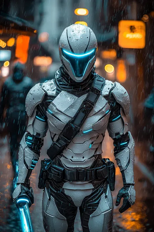 Neon Chrome Enforcer Cyberpunk Portraits