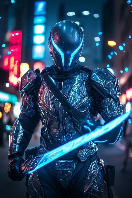 Neon Chrome Enforcer Cyberpunk Portraits